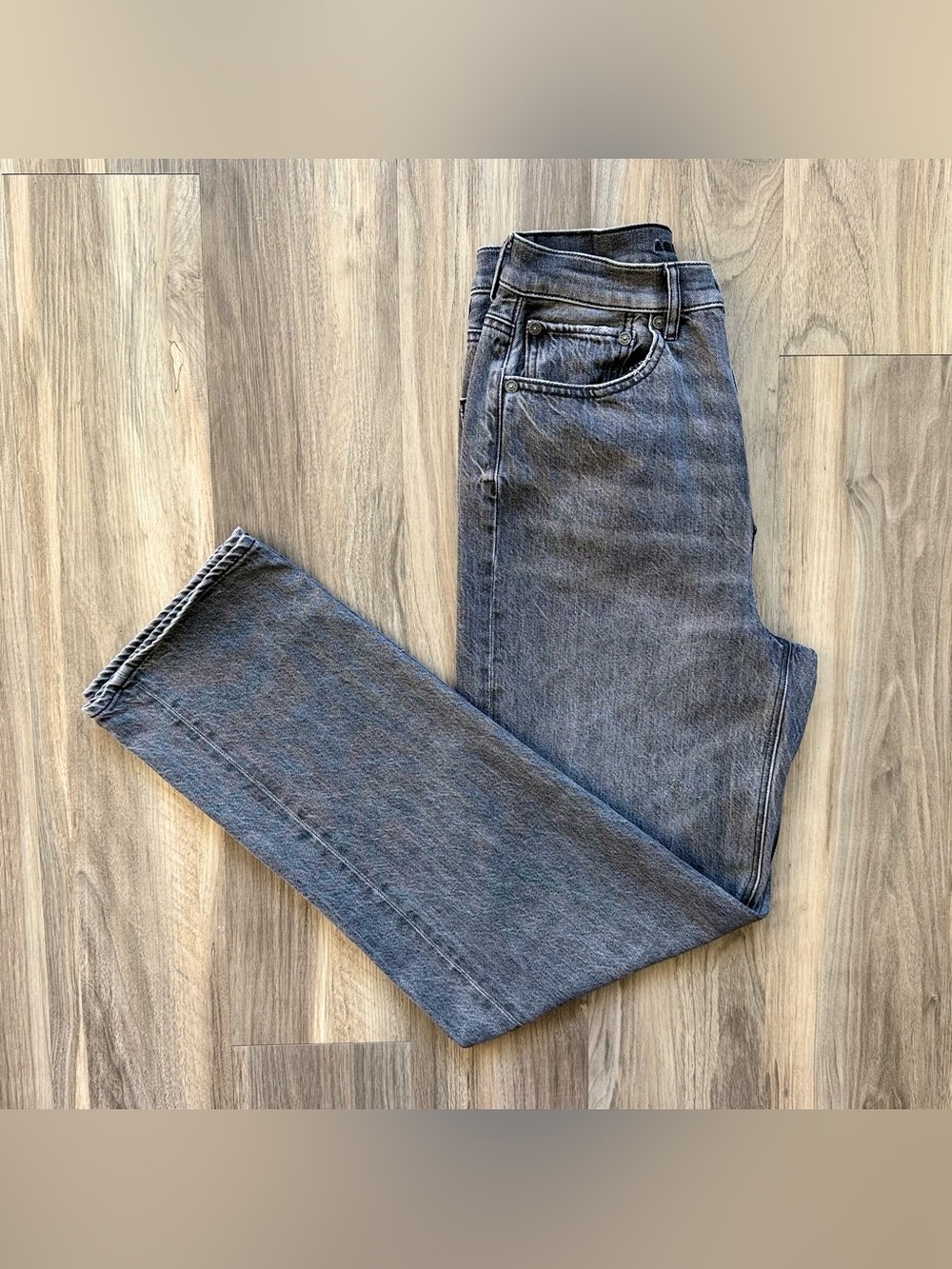American Eagle Light Black High Rise Straight Leg Jeans Size 2 Regular - Picture 2 of 6